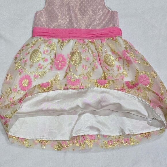 Truly Scrumptious ✦ Pink & Gold Floral Party Dress ✦ Toddler 24M w/ Bow-Tie Back - Picture 10 of 14
